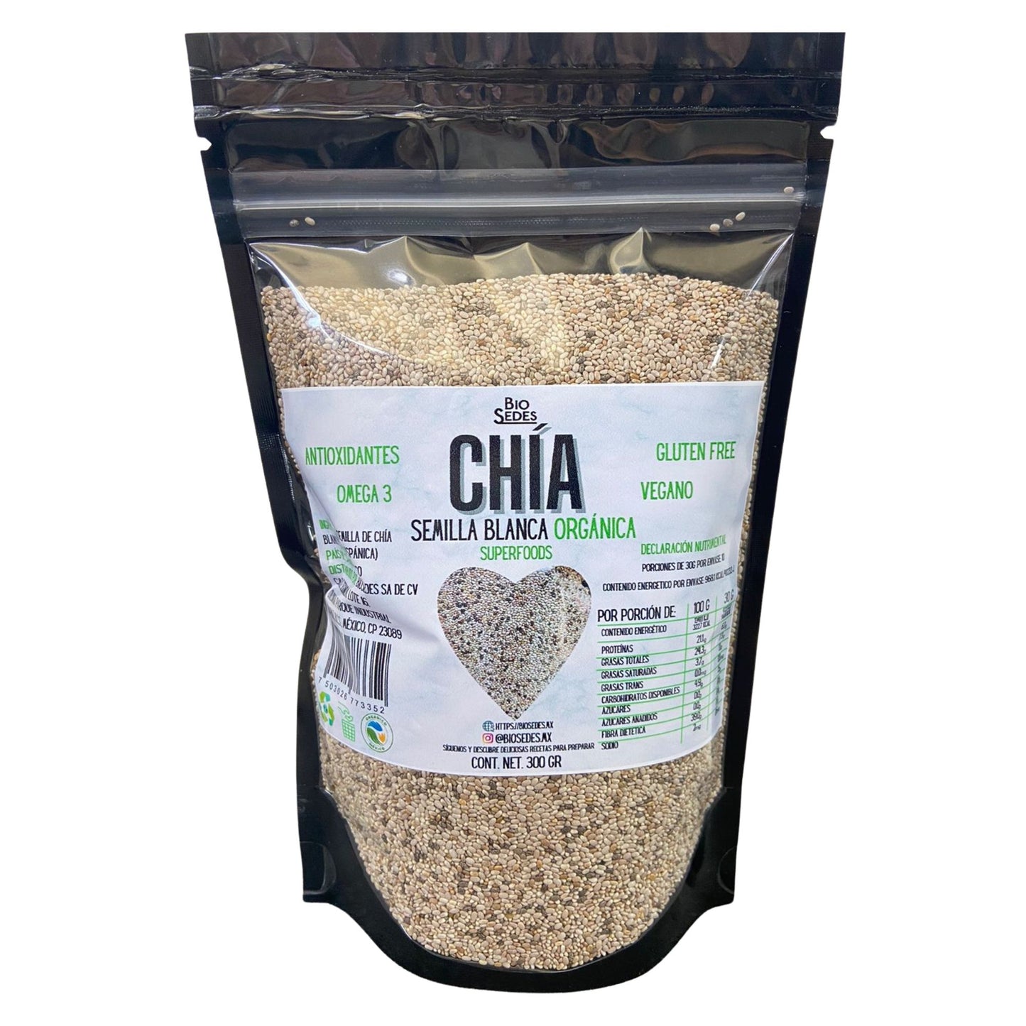 BIOSEDES semilla de chía blanca orgánica 300 gr