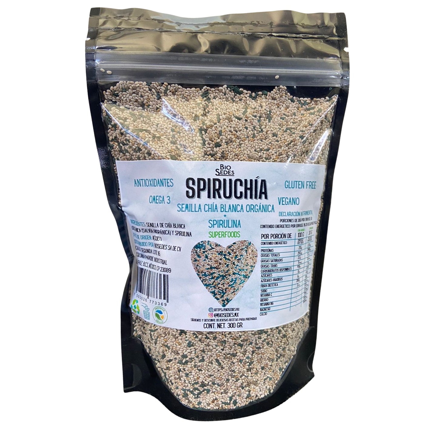 BIOSEDES spiruchía (spirulina + chía blanca orgánica) 300 gr